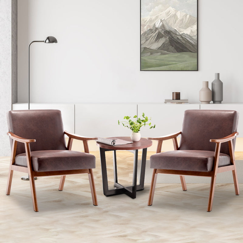 Mid Century Modern Accent Chair With Solid Wood Frame And Extra Thick Backrest