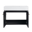 Modern Wall Mounted Bathroom Vanity With Resin Sink And Storage Rack