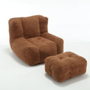 Modern Indoor Fluffy Bean Bag Chair With Memory Foam And Ottoman, Super Soft