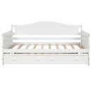 Twin Wooden Daybed with Trundle Bed, Sofa Bed for Bedroom Living Room,White