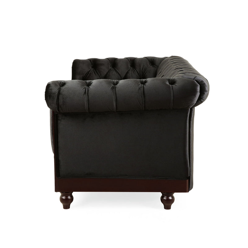 Chesterfield Velvet Loveseat Sofa, 2 Person Rolled Arm Upholstered Couch