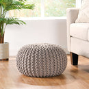 Moro - Knitted Cotton Round Pouf With Pumpkin Shape