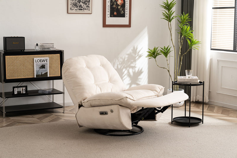 Power Recliner Swivel Glider USB Charger With Bluetooth Music Player Different Function Sleep Working Game And Leisure Model - Cream