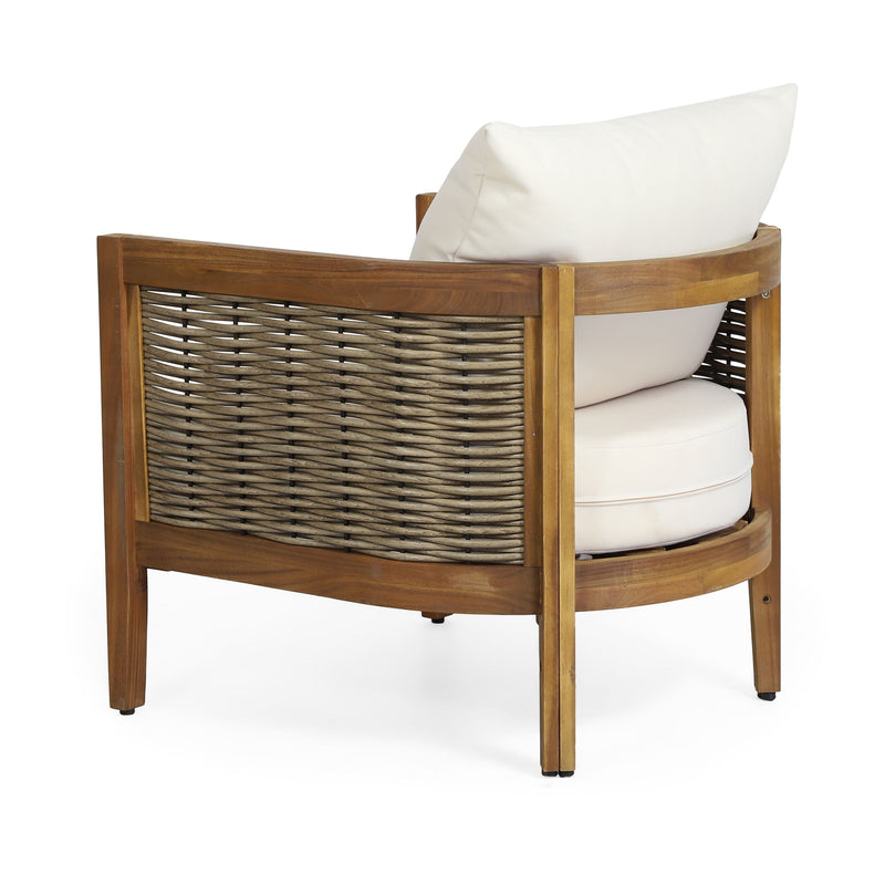 Outdoor Acacia Wood Club Chairs With Cushions