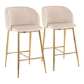 Fran - Pleated Contemporary / Glam Fixed Height Counter Stool (Set of 2)