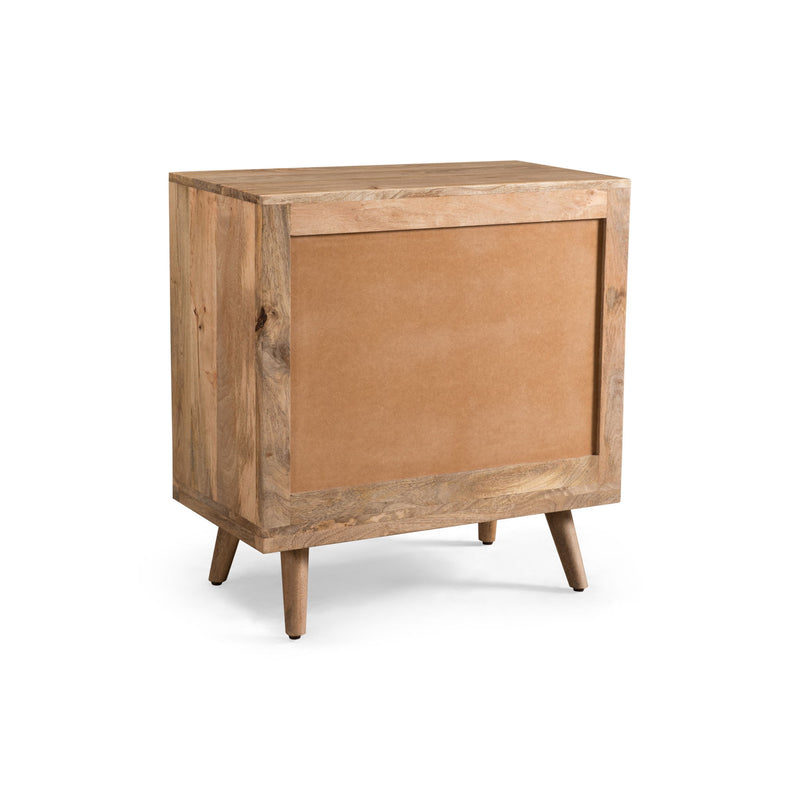 Mid Century Modern Mango Wood 3 Drawer Chest With 3D Tile Weave Design - Natural