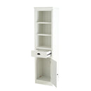 Retro Style 75'' Tall Display Shelf With Cabinet For Hallways Living Room Kitchen - White
