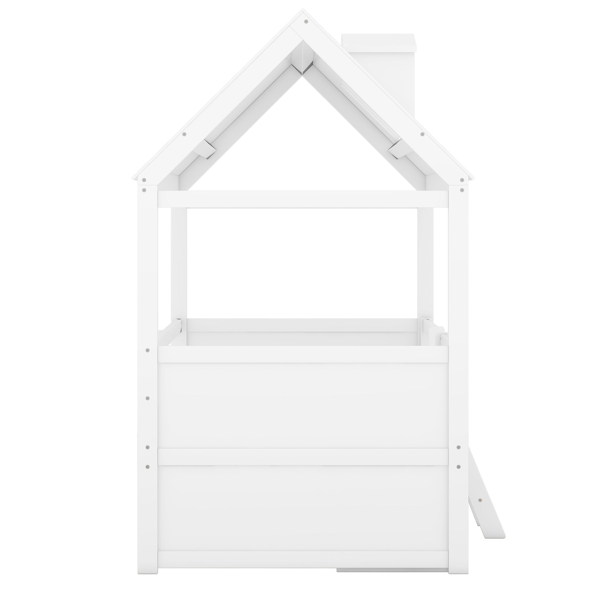 Twin Size Wood Bed House Bed Frame,White