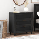 Newell - Cane 3 Drawer Dresser - Dark Gray