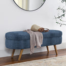 Modern Ottoman Oval Storage Bench With Rubber Wood Legs