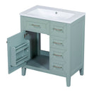 30" Bathroom Vanity With Sink Combo, Bathroom Cabinet With Drawers - Green