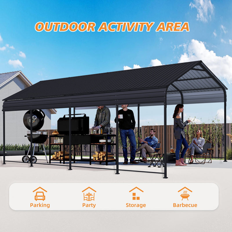 Heavy Duty Carport With Galvanized Roof And Enhanced Base - Anthracite