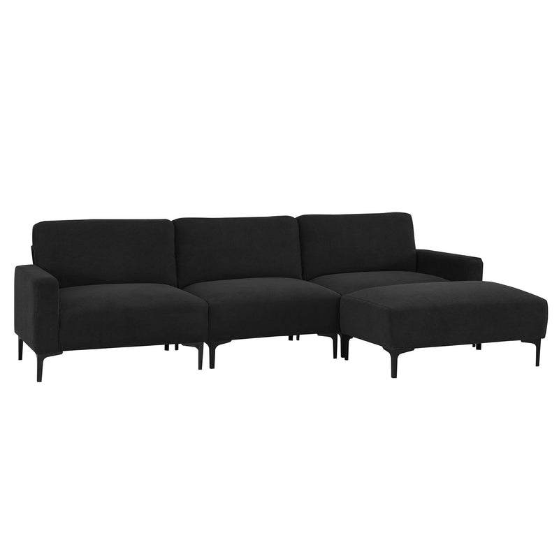 Modern L-Shaped Sectional Sofa, 4-Seat Velvet Fabric Couch Set With Convertible Ottoman, Freely Combinable Sofa For Living Room, Apartment, Office, Apartment