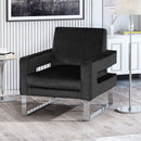 Modern Glam Club Arm Chair With Velvet Upholstery And Stainless Steel Legs - Black