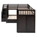 L Shaped Bunk Bed With 3 Drawers, Portable Desk And Wardrobe
