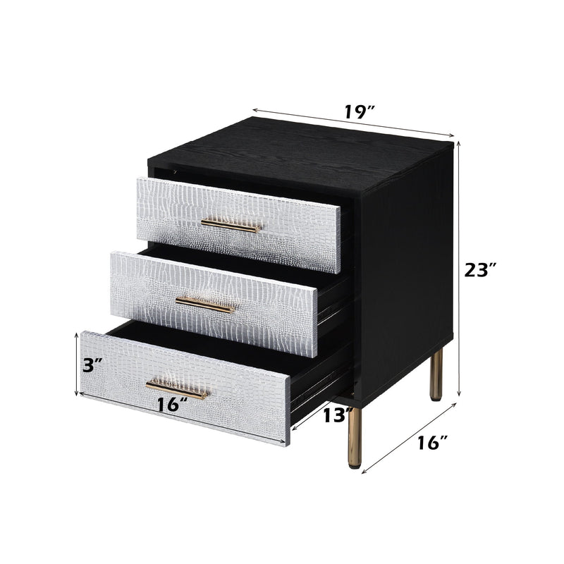 Myles - Nightstand - Black / Gold / Silver