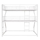Full XL over Twin XL over Queen Size Triple Bunk Bed with Long and Short Ladder,White