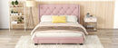 Queen Size Storage Bed Linen Upholstered Platform Bed & Two Drawers - Pink