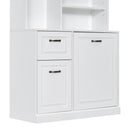 Bathroom Storage Cabinet With Tilt Out Hamper, Tall Free Standing Organizer With Drawers & Adjustable Shelves, Linen Tower With Steel Handles - White