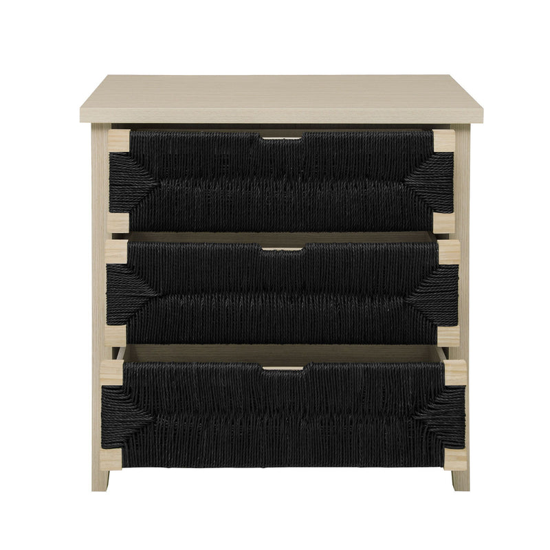 3 Drawer Buffet Sideboard With Adjustable Shelves, Storage Cabinet With Natural Seaweed Decor Doors For Living Room Kitchen Entryway - Natural