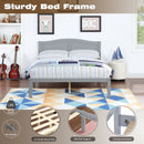 Full Size Bed, Wood Platform Bed Frame with Headboard For Kids, Slatted, Gray