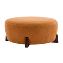 Modish - Round Ottoman - Natural Wood / Pumpkin Orange