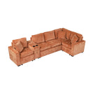 Contemporary L Shaped Convertible Sofa Bed With Pull Out Bed, Cup Holders, And Storage