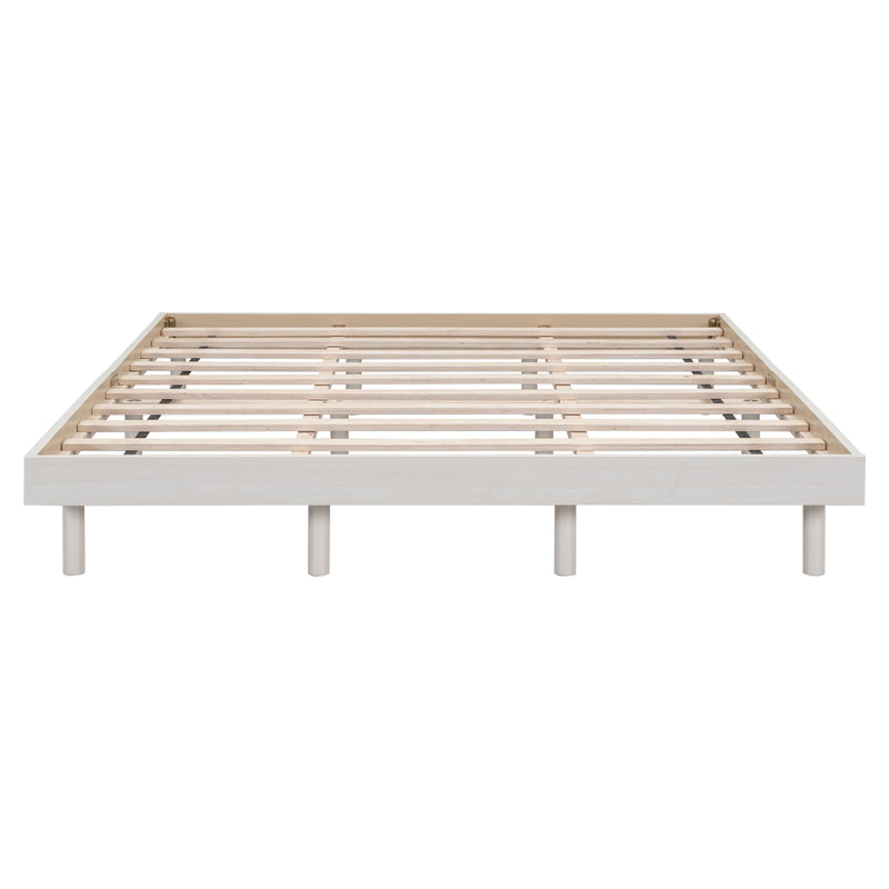 Modern Design Queen Floating Platform Bed Frame for White Washed Color
