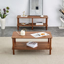 Modern 2 Tier Coffee Table With Open Storage Shelf For Living Room