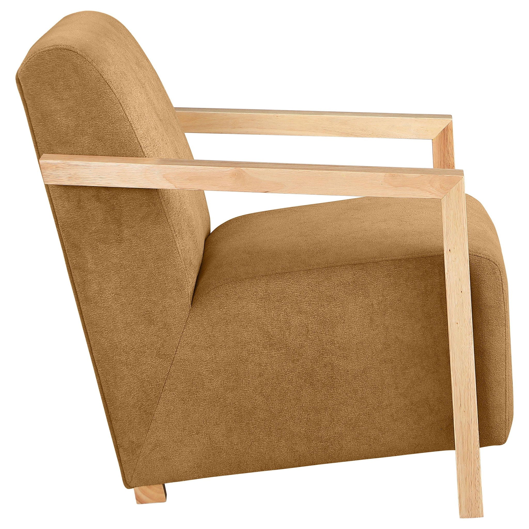 Diego Upholstered Accent Arm Chair with Wood Arms Honey - Atlantic Fine Furniture Melbourne FL