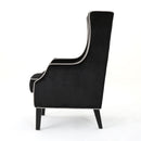 Elegant Velvet Club Chair With Tonal Piping