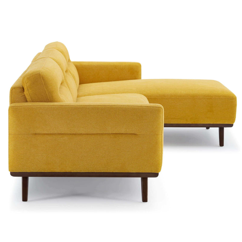 Ella - L Shaped Linen Left Sectional Couch - Yellow