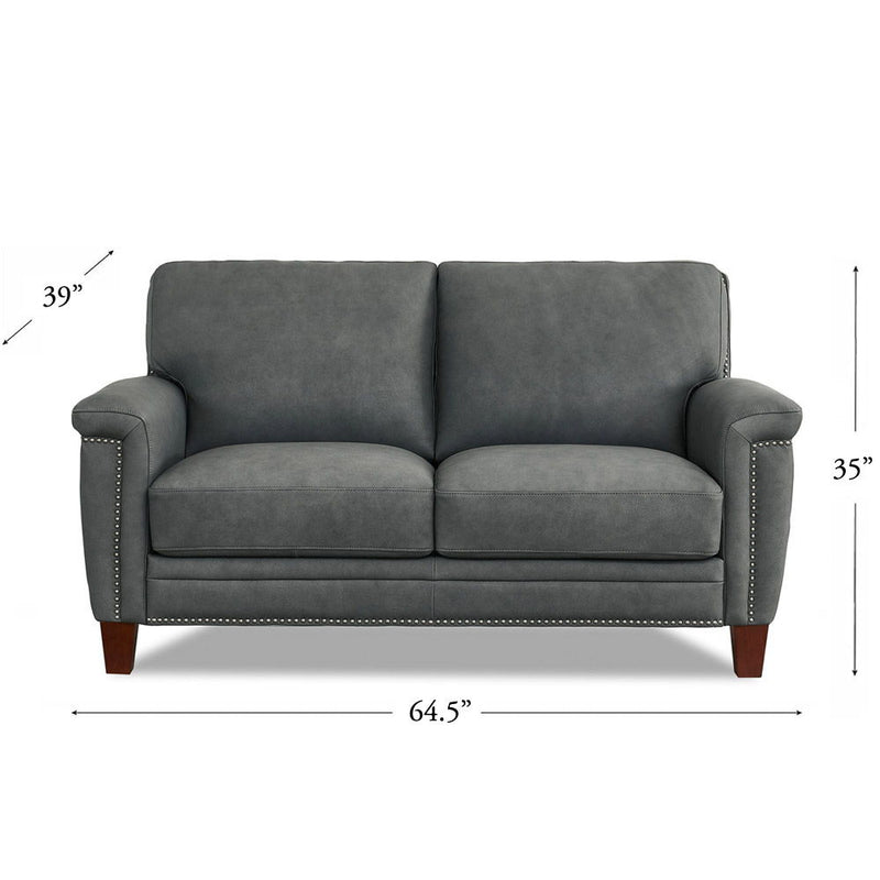 Sherwood - Leather Loveseat - Charcoal Gray