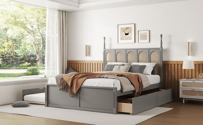 Platform Bed With With 2 Big Drawers With Trundle