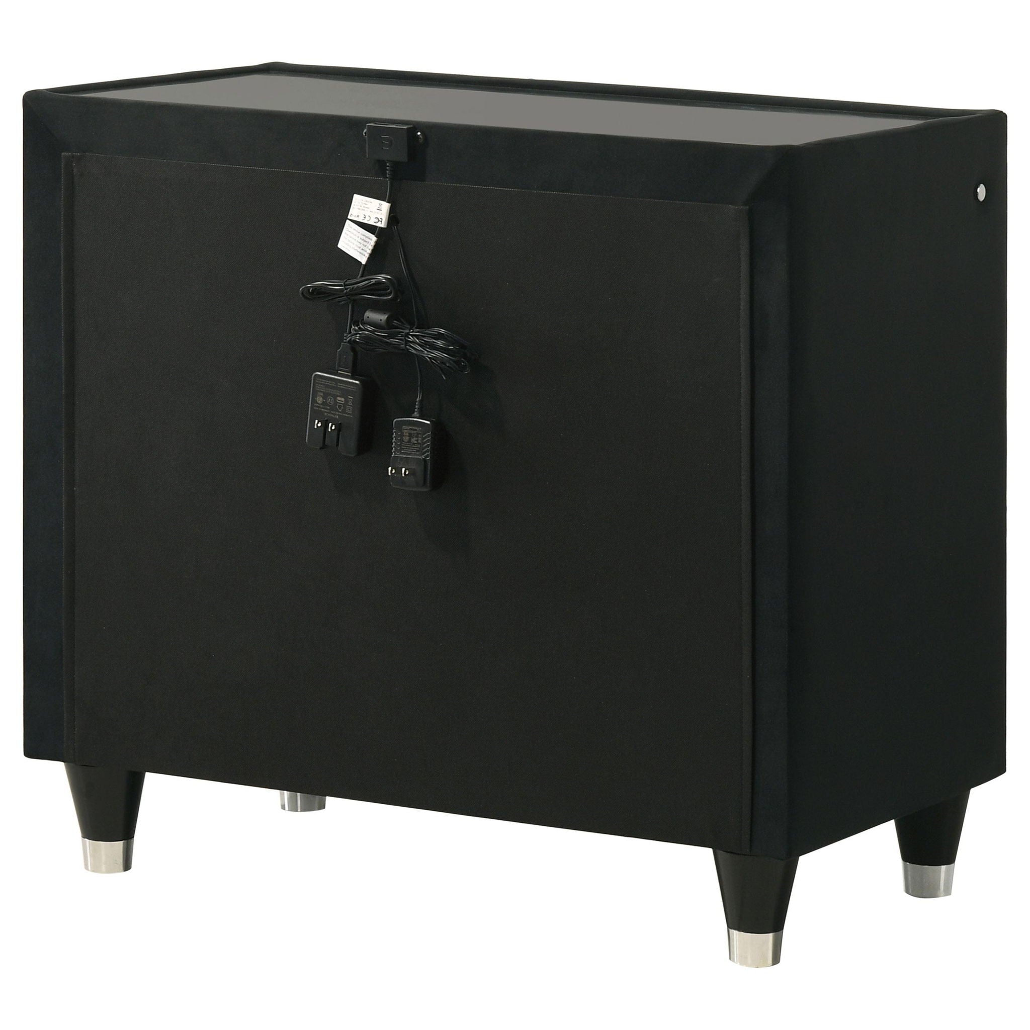 Lorient 2-drawer LED Nightstand with USB Black
