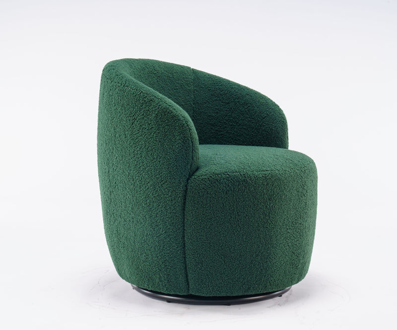 Teddy Fabric Swivel Accent Armchair Barrel Chair With Powder Coating Metal Ring