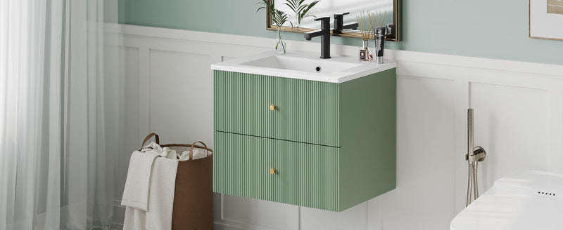 Wall Mounted Bathroom Vanity With 2 Drawers, Ideal For Small Bathrooms