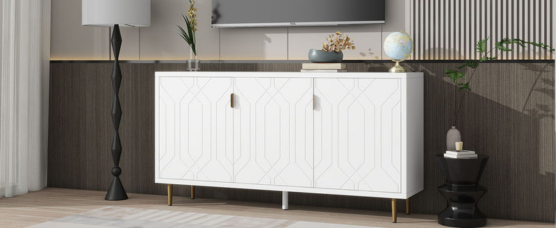 Modern TV Stand With 3 Doors And Adjustable Shelves