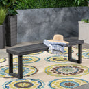 Realm - Outdoor Bench With Slat Panel Top And Base - Dark Gray