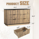 Modern 6 Drawer Cabinet With Metal Rounded Corners And Exquisite Handles Multi Functional Storage - Natural Wood