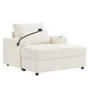 Modern Style Armchair Chaise Lounge Sofa Couch With Movable Storage Ottoman, USB Ports, Cup Holders, Phone Holder, Side Pockets
