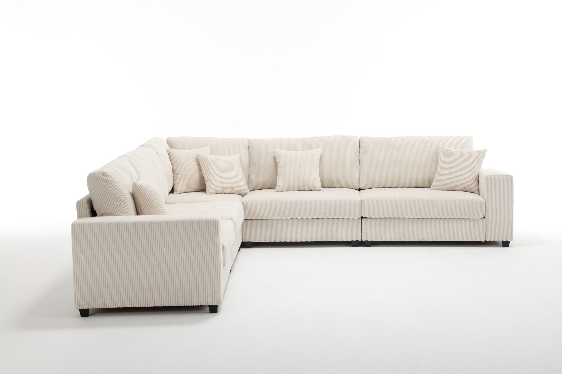Oversized Modular Sectional Sofa Set,Corduroy Upholstered Deep Seat Comfy Sofa   Beige