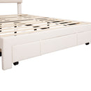 Full Size Storage Bed Velvet Upholstered Platform Bed with a Big Drawer - Beige