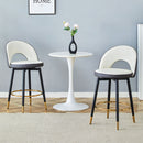 Upholstered Rotatable Bar Chair With Metal Legs For Dining Room