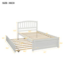 Twin size Platform Bed Wood Bed Frame with Trundle, White