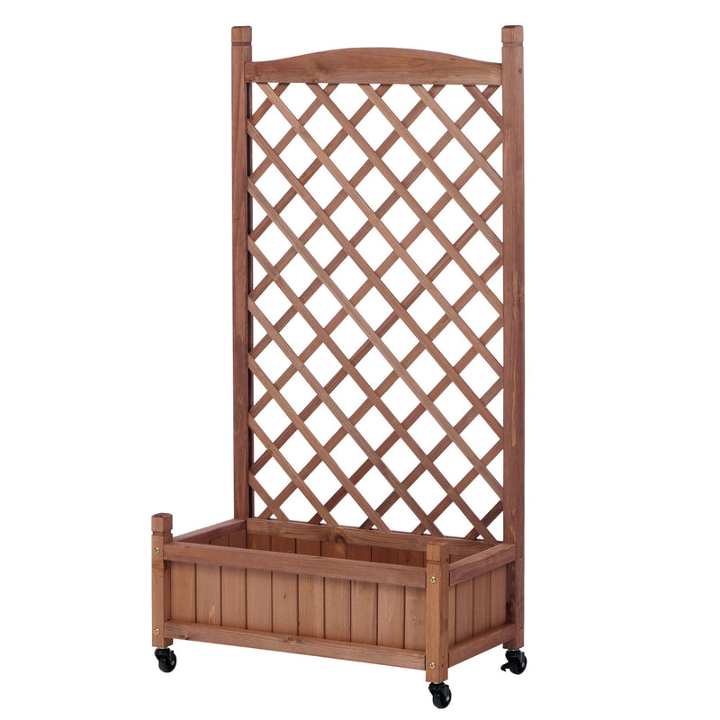 Raised Garden Bed With Trellis 2 Pack, Outdoor Planter Box & Plant Stand With Climbing Racks - Brown