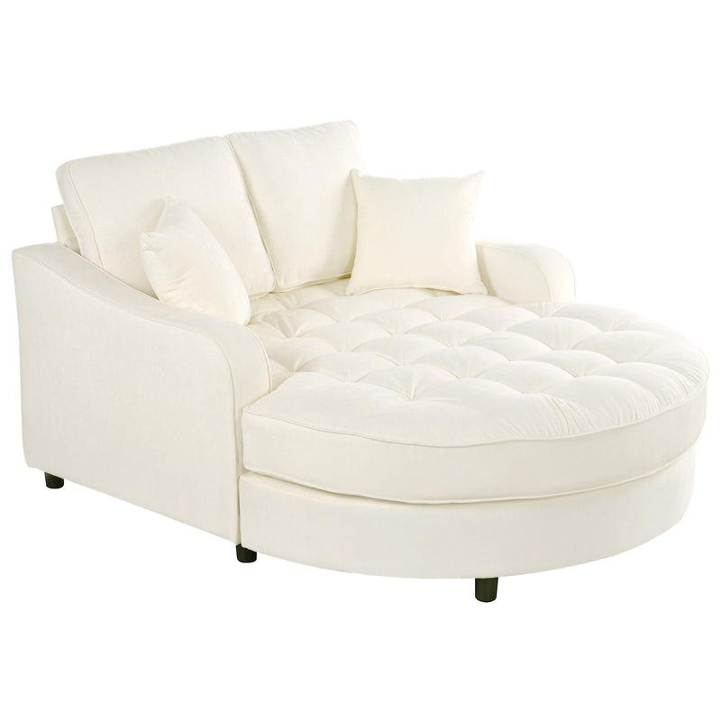 Modern Chaise Lounge Upholstered Sofa Couch With Tufted Seat And Detachable Pillows For Living Room