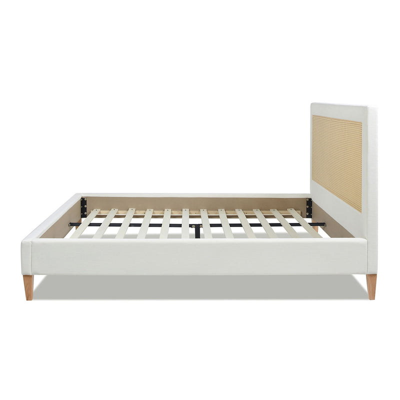 Haley - Upholstered Cane Back Platform Bed