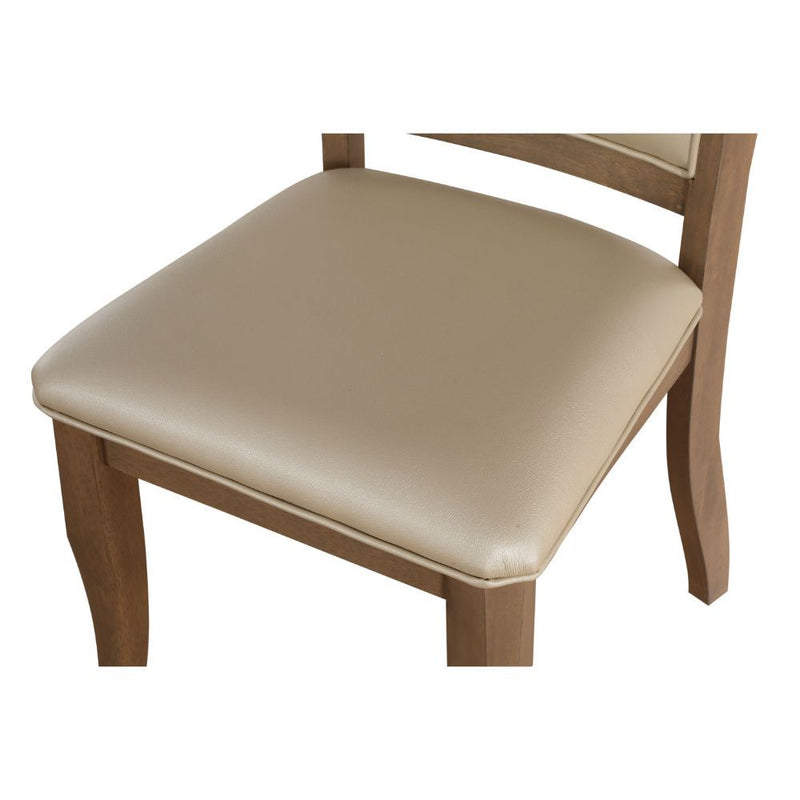 Harald - Side Chair (Set of 2) - Beige Synthetic Leather & Gray Oak