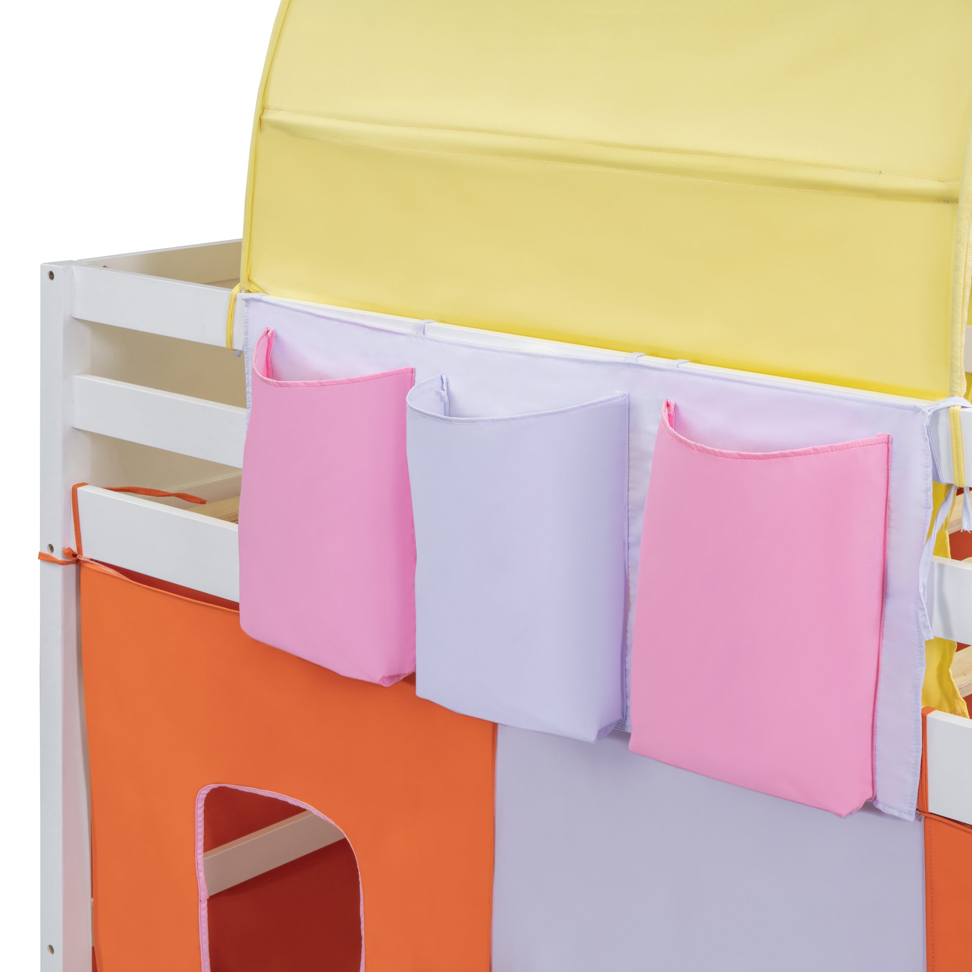 Twin Size Loft Bed with Tent and Tower  and  Three Pockets- Orange - Atlantic Fine Furniture Melbourne FL
